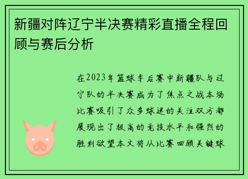 新疆对阵辽宁半决赛精彩直播全程回顾与赛后分析